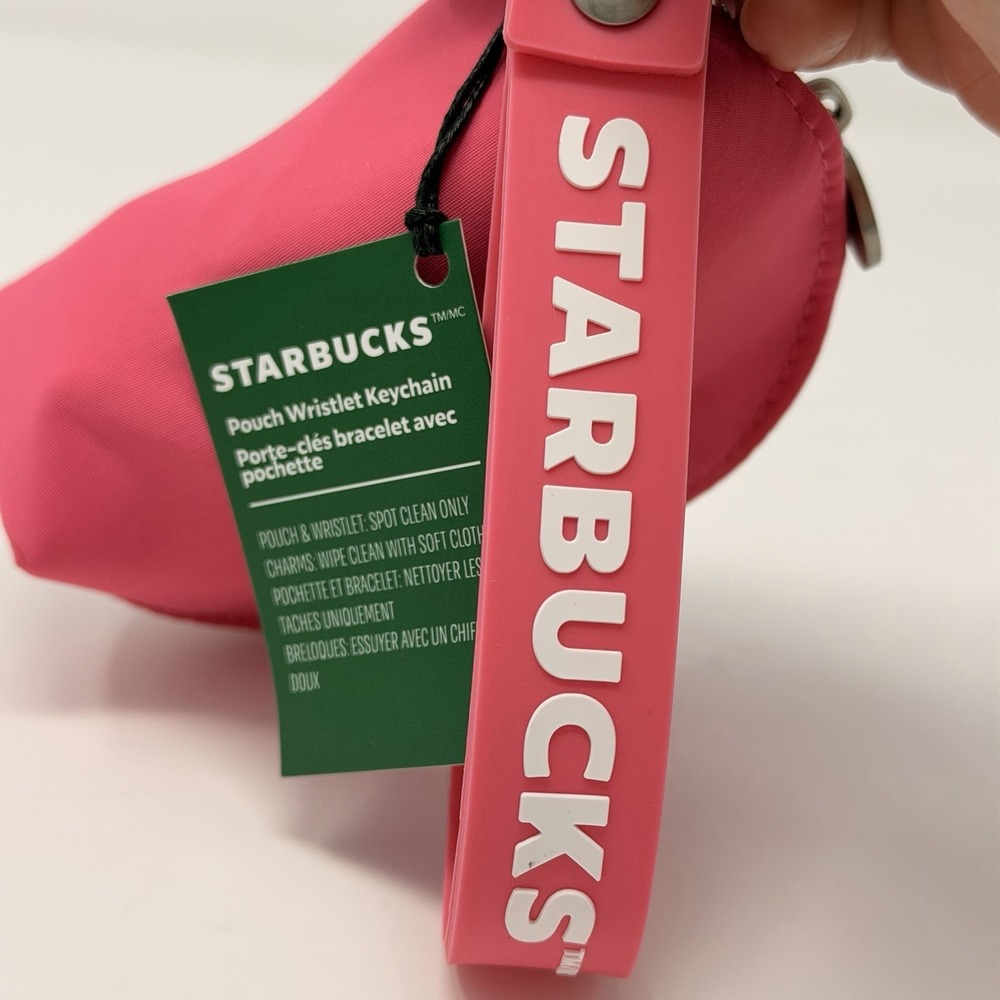 Starbucks Pouch Wristlet Keychain Pink Drink Series 2026 Strawberry Charm NWT - Picture 2 of 13